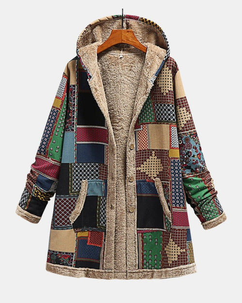 Efterår | Jordnær Patchwork Hyggelig Hættejakke