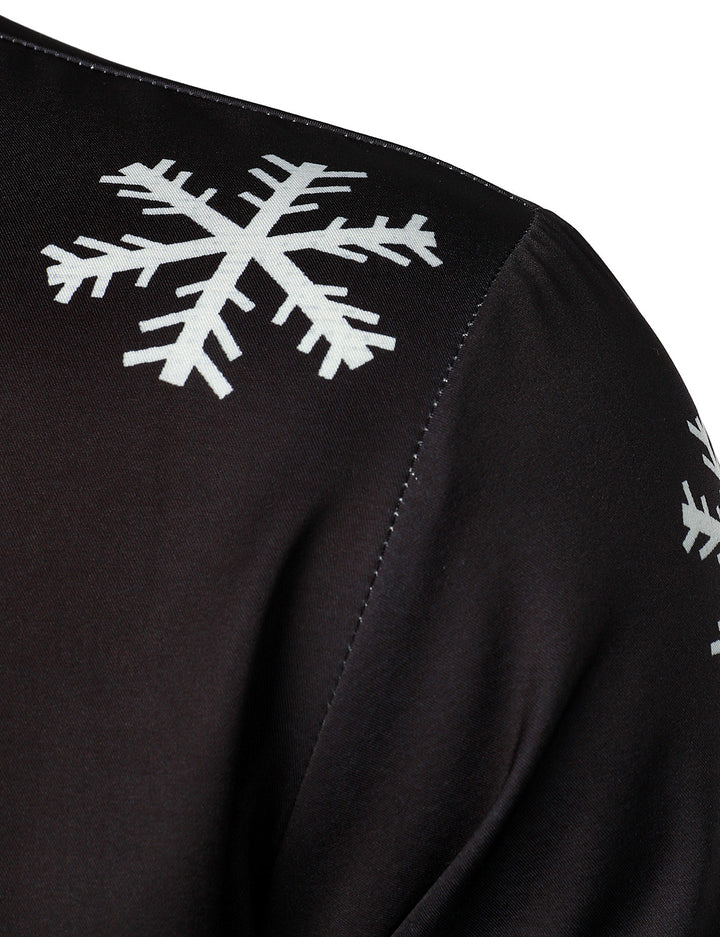 Herre Julemand Knap-Up Sort Sjov Langærmet Skjorte