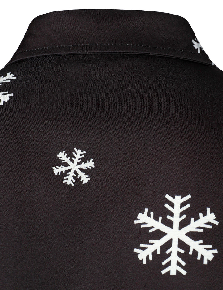 Herre Julemand Knap-Up Sort Sjov Langærmet Skjorte