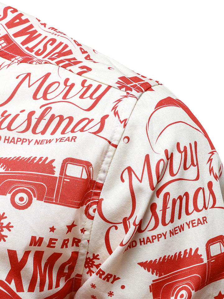 Mænds julestrøje i beige med sjovt vintage design og lange ærmer