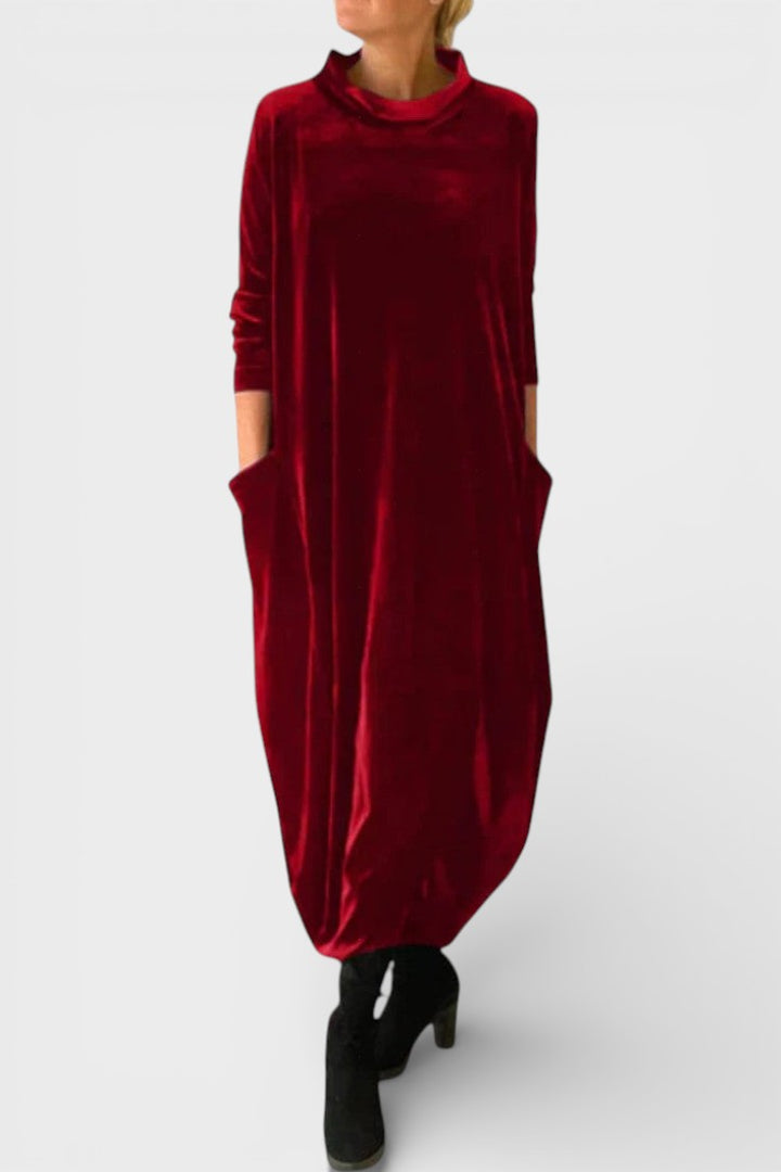 Saskia™ | Elegant fløjls­kjole med lommer