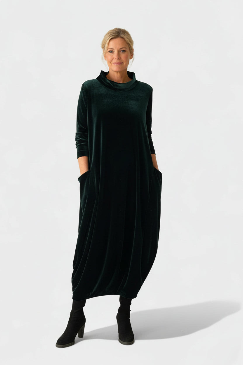 Saskia™ | Elegant fløjls­kjole med lommer